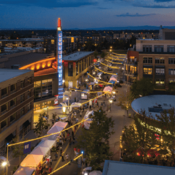 Night scene of city from arial view.